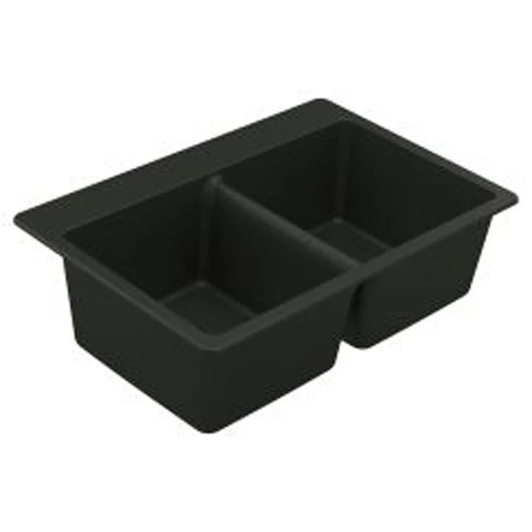 Kitchen Sink Granite Series 33 x 22 Inch 9-1/2 Inch Double Bowl Black Undermount or Drop In Rear Center Drain 14-1/4x16-7/16 Inch - Frankwebs