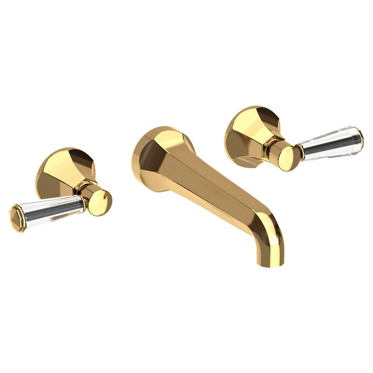 Lavatory Faucet Metropole Wall Mount 8 Inch Spread 2 Lever ADA WaterSense Midnight Chrome 1.2 Gallons Per Minute Brass/Crystal Less Drain Spout Reach 7-1/2 Inch - Frankwebs