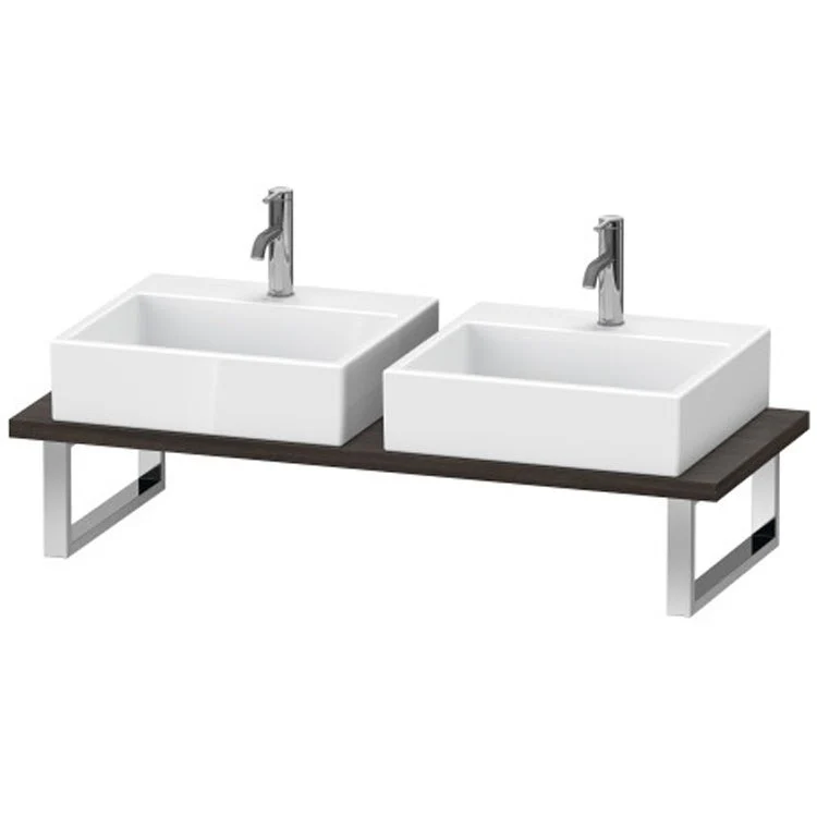 Lavatory Console L-Cube Brushed Oak Double Basin 31-1/2 x 21-5/8 Inch 1-1/8 Inch - Frankwebs