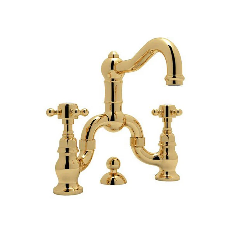 Lavatory Faucet Acqui Deck Mount 2 Cross Handle Tuscan Brass 1.2 Gallons per Minute Bridge Spout - Frankwebs