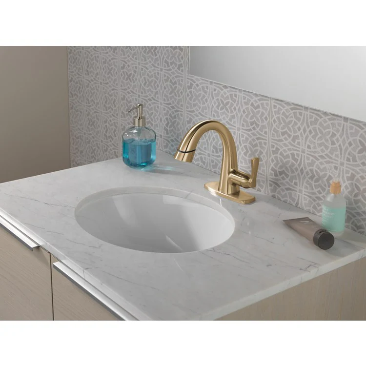 Lavatory Faucet Stryke 1 Lever ADA WaterSense Lumicoat Champagne Bronze Pull Down 1.2 Gallons per Minute - Frankwebs