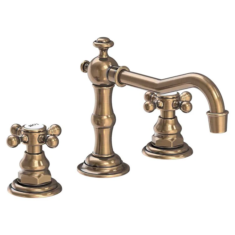 Lavatory Faucet Chesterfield Widespread 8 to 20 Inch Spread 2 Cross ADA Aged Brass 1.2 Gallons per Minute Brass Spout Height 3-5/16 Inch - Frankwebs