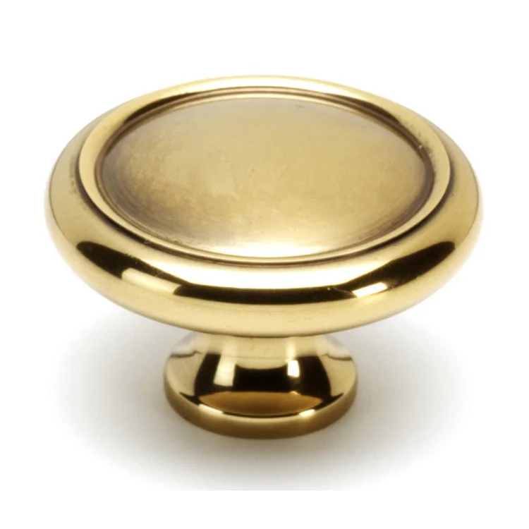 Knob II Collection Round Polished Antique Brass 1-3/4 Inch 1-1/8 Inch 13/16 Inch - Frankwebs