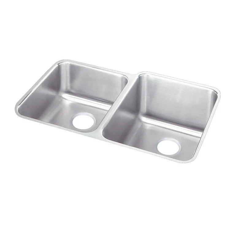 Kitchen Sink Lustertone Classic 31.25 x 20.5 Inch Double Bowl Kit Offset Lustrous Highlighted Satin Undermount - Frankwebs