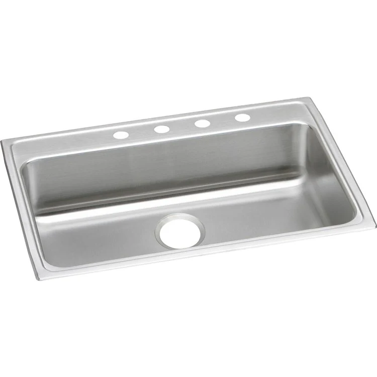 Kitchen Sink Lustertone Classic 31 x 22 Inch Single Bowl 2 Hole ADA Lustrous Satin Drop-In Rectangle Drain Location Rear Center Depth 5-1/2 Inch Bottom Only Pads - Frankwebs