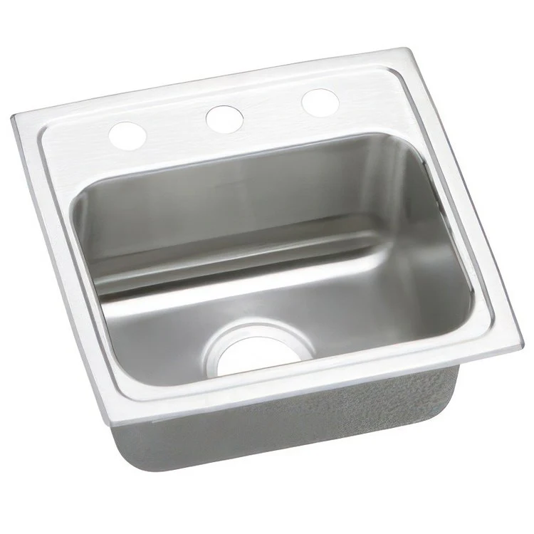 Kitchen Sink Lustertone Classic 17 x 16 Inch Single Bowl 3 Hole ADA Lustrous Satin Drop-In Rectangle Drain Location Center Depth 6 Inch Quick Clip Mounting System Bottom Only Pads - Frankwebs
