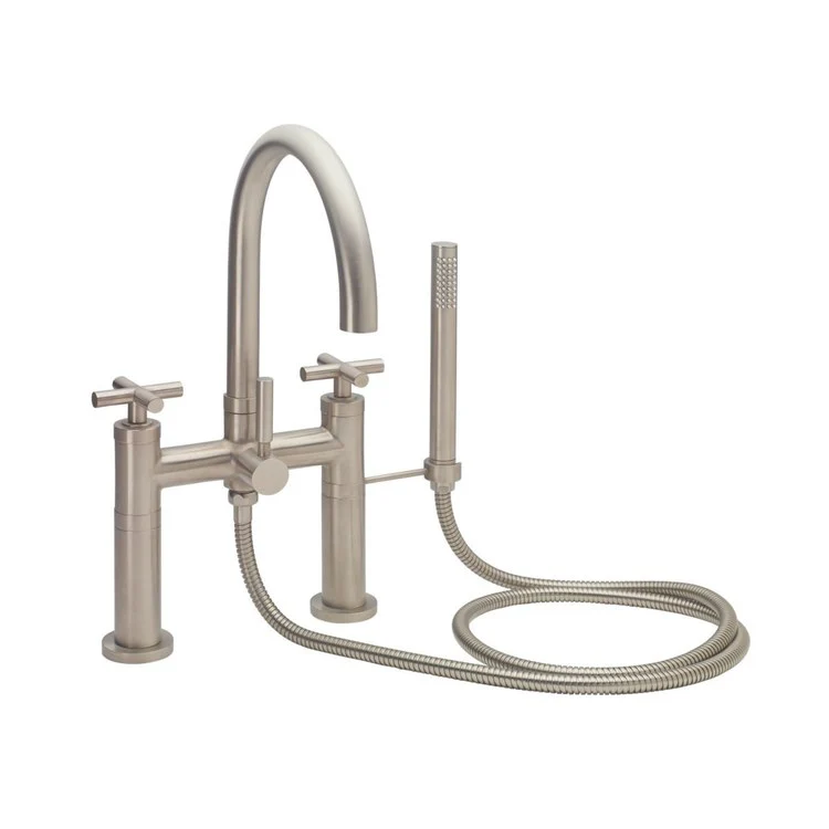 Tub Filler Asilomar Contemporary Deck Mount with Handshower 7 Inch Spread 3 Series E3 Lever ADA Satin Nickel 2 Hole - Frankwebs