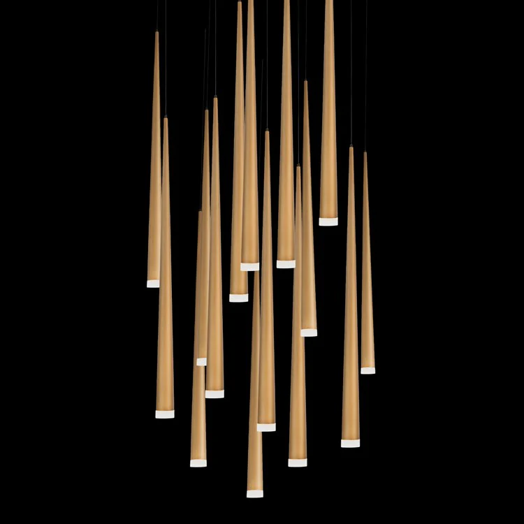 Cascade Fifteen-Light LED Etched Glass Round Chandelier 3500K - Frankwebs