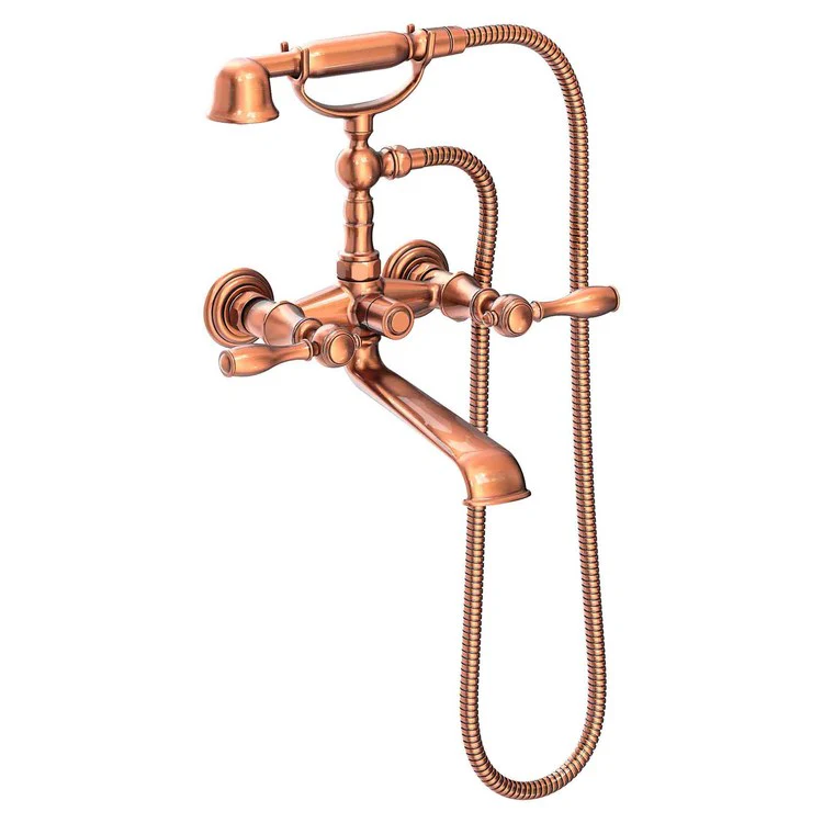 Tub Filler Victoria Wall Mount Exposed with Handshower 6 Inch Spread 2 Lever ADA Satin Brass PVD 2 Hole - Frankwebs