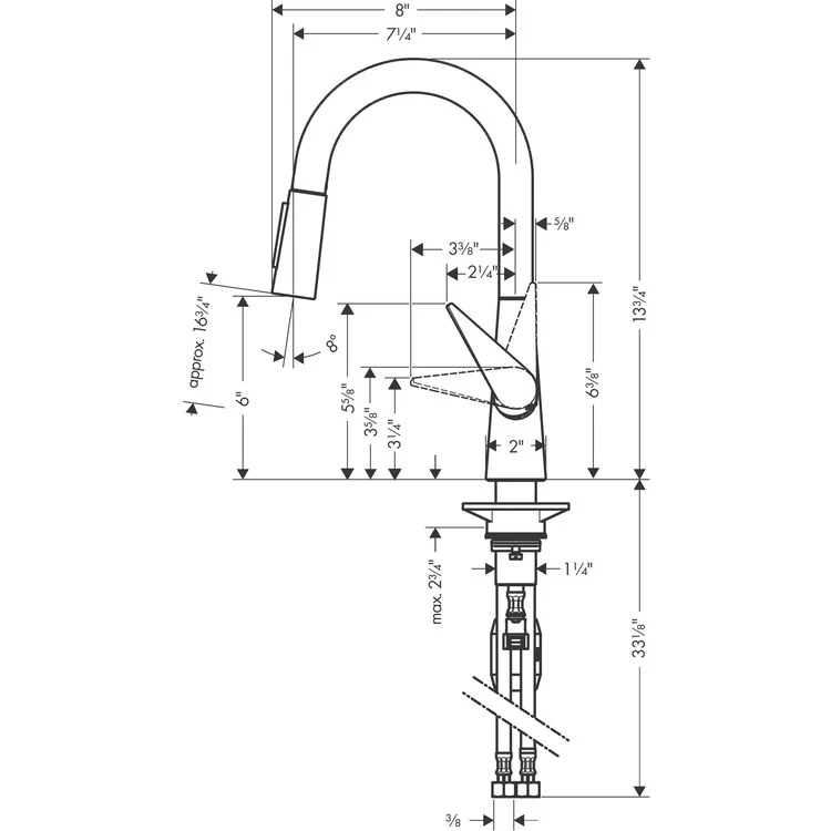 Kitchen Faucet Talis S 1 Lever ADA Matte Black Pull Down 2 Function Gooseneck/High Arc 150 Degree Swivel 1.75 Gallons per Minute - Frankwebs