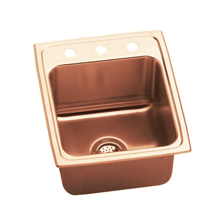 Kitchen Sink 17 x 22 Inch Single Bowl Antimicrobial Copper OS4 Hole Lustrous Satin Drop-In - Frankwebs