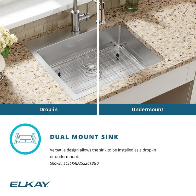 Kitchen Sink Crosstown 25 x 22 Inch Single Bowl ADA Polished Satin Drop-In Undermount Rectangle Drain Location Rear Center Depth 6 Inch Sound Guard - Frankwebs