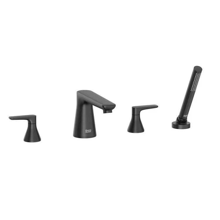 Roman Tub Filler Aspirations Mini-Widespread Deck Mount 2 Lever ADA Fixed Spout Matte Black - Frankwebs