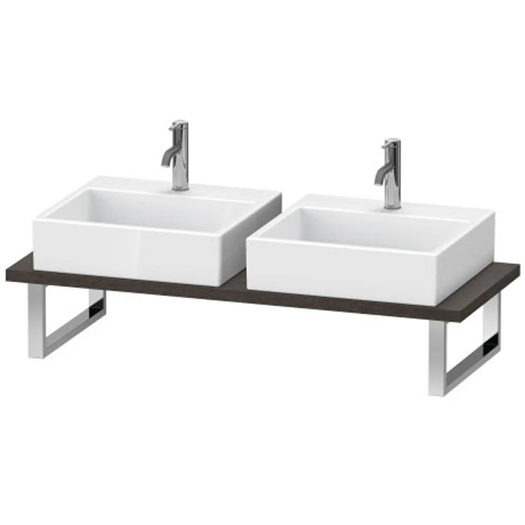 Lavatory Console L-Cube Brushed Oak Double Basin 31-1/2 x 21-5/8 Inch 1-1/8 Inch - Frankwebs