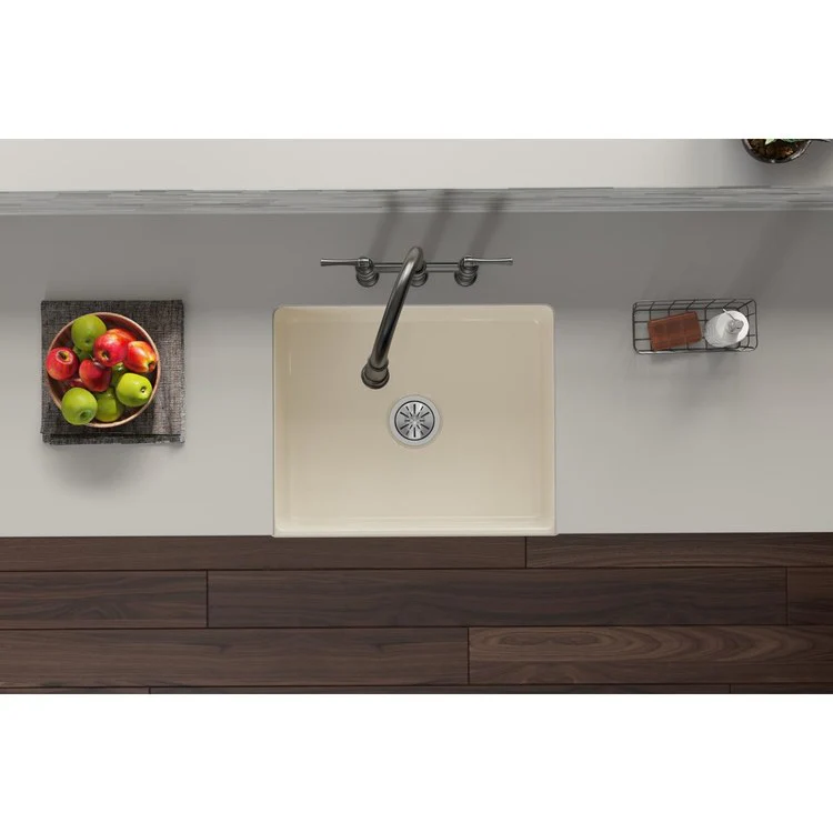 Kitchen Sink Fireclay 24.5 x 20 Inch Single Bowl Apron Front Biscuit Farmhouse Drain Location Center - Frankwebs