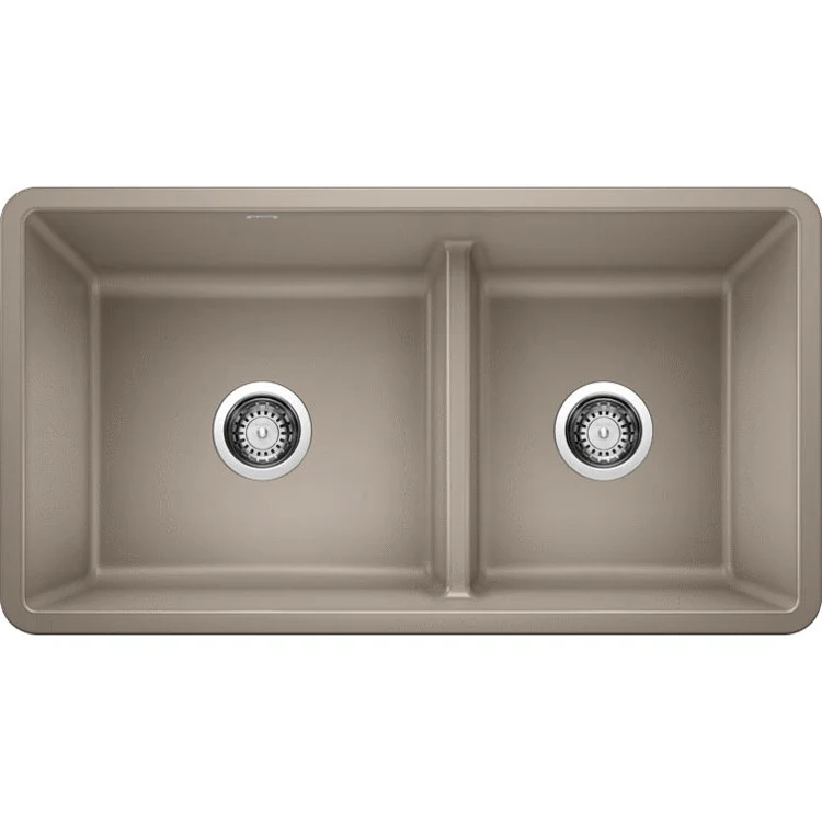 Kitchen Sink Precis 33 x 18 Inch Double Bowl 1-3/4 Reverse with Low Divide Coal Black Undermount - Frankwebs