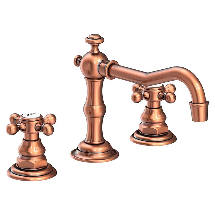 Lavatory Faucet Chesterfield Widespread 8 to 20 Inch Spread 2 Cross ADA Aged Brass 1.2 Gallons per Minute Brass Spout Height 3-5/16 Inch - Frankwebs