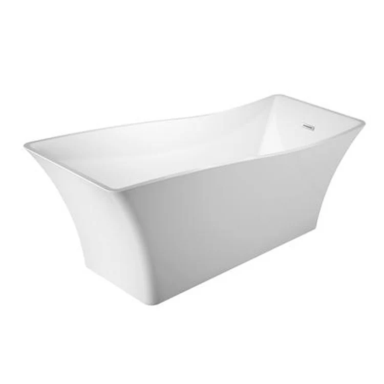 Freestanding Tub Melanie 68 Inch Slipper Rectangle Acrylic White/Polished Brass Drain and Overflow No Faucet Holes - Frankwebs