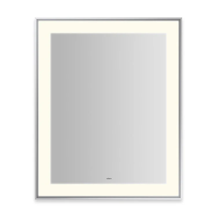 Wall Mirror Sculpt 25W x 31H Inch Chrome Slim Museum Frame Lighted Title 24 Rectangular Polished - Frankwebs