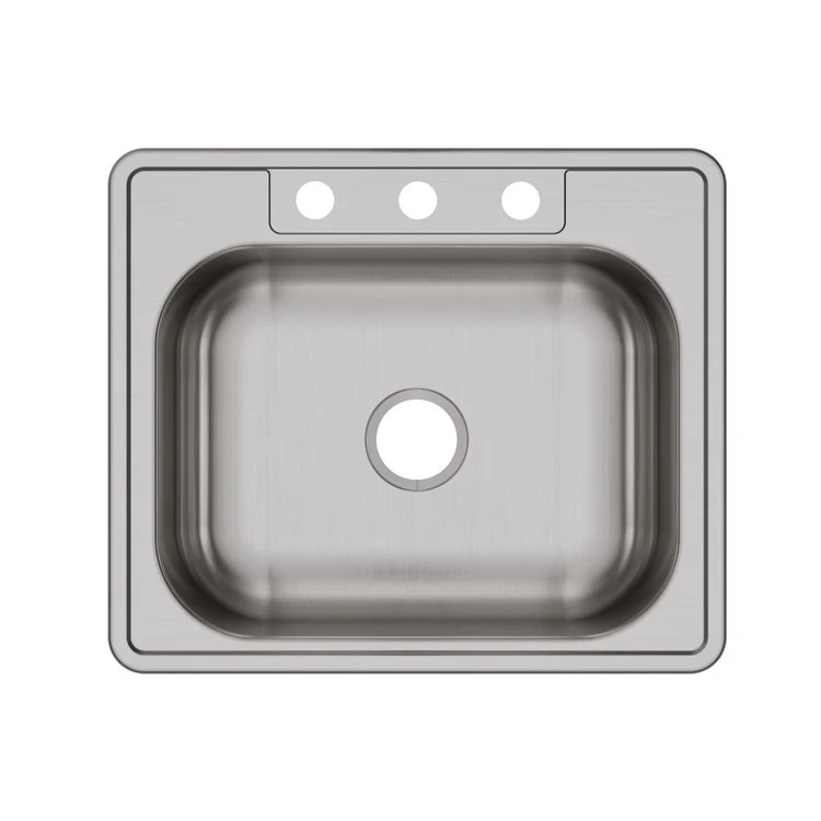 Kitchen Sink Dayton 25 x 21.25 Inch Single Bowl 3 Hole ADA Satin Drop-In Rectangle Drain Location Center Depth 6-4/7 Inch Bottom Only Pads - Frankwebs
