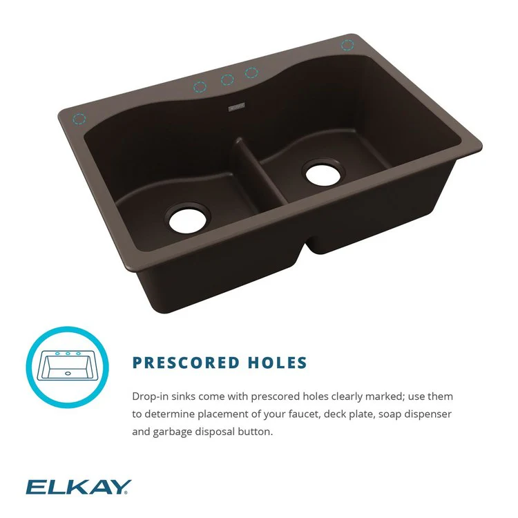 Kitchen Sink Quartz Classic 33 x 22 Inch Double Bowl Equal Putty Top Mount - Frankwebs