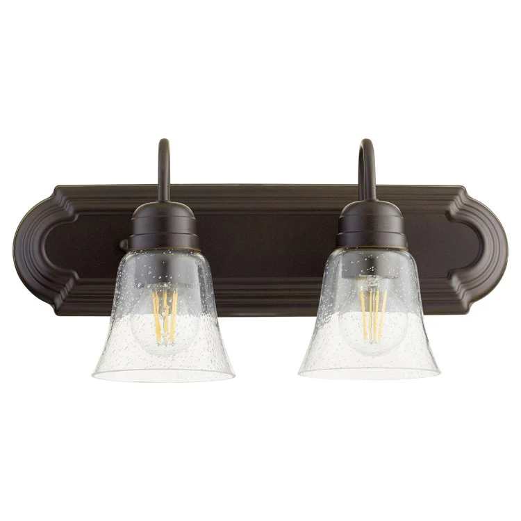 Traditional Two-Light Bathroom Vanity Fixture with Clear Seeded Glass Shades - Frankwebs