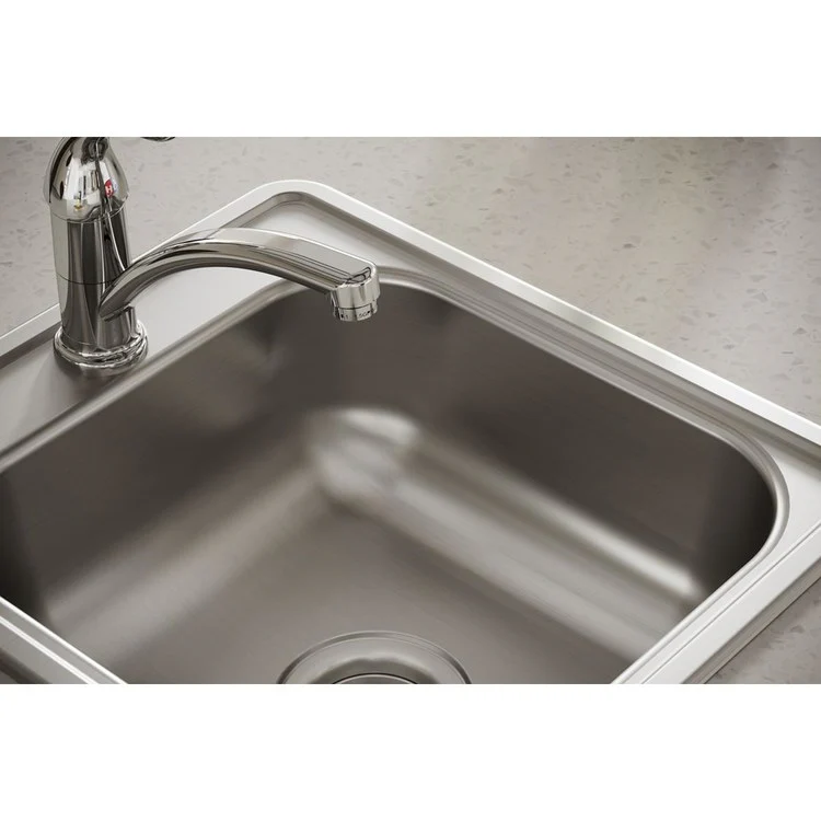 Bar Sink Dayton 17 x 19 Inch Single Bowl 1 Hole ADA Satin Drop-In Rectangle Drain Size 3-1/2 Inch - Frankwebs
