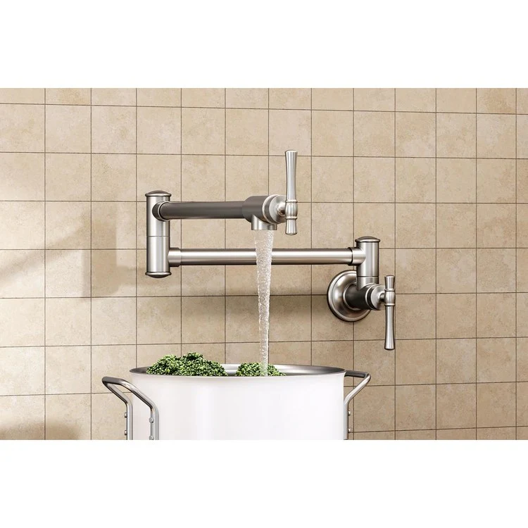 Pot Filler Explore Wall Mount 2 Lever ADA Lustrous Steel - Frankwebs