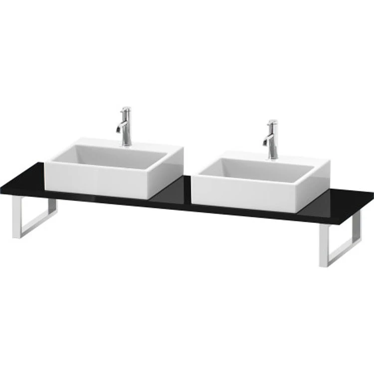 Lavatory Console L-Cube Cappuccino High Gloss Double Basin Compact 31-1/2 x 18-7/8 Inch Ceramic 1-1/8 Inch - Frankwebs