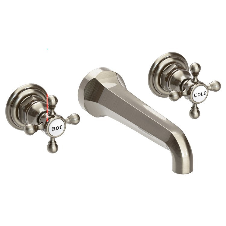 Lavatory Faucet Astor Wall Mount 8 Inch Spread 2 Cross ADA Watersense Flat Black 1.2 Gallons Per Minute Brass Less Drain Spout Reach 7-1/2 Inch - Frankwebs