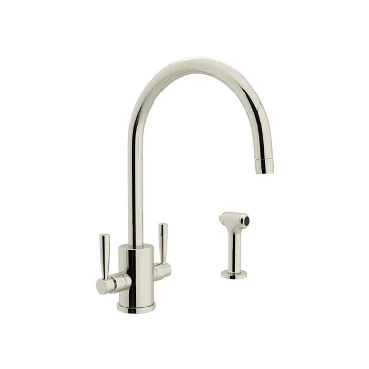 Kitchen Faucet Holborn Round Body 2 Lever English Bronze C-Spout 1.8 Gallons per Minute - Frankwebs
