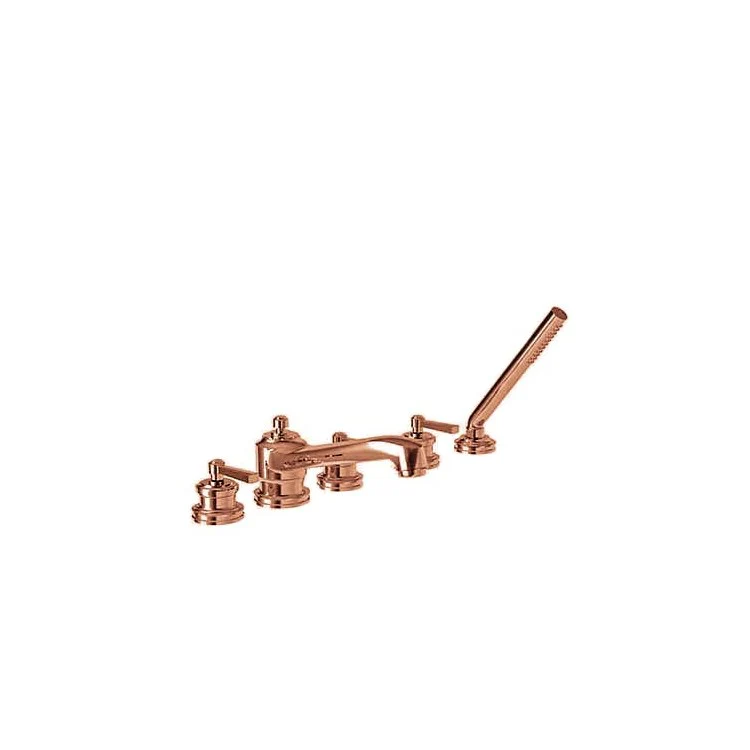 Roman Tub Trim Miro Deck Mount with Handshower 3 Lever Antique Copper ADA 8 to 20 Inch Spread - Frankwebs