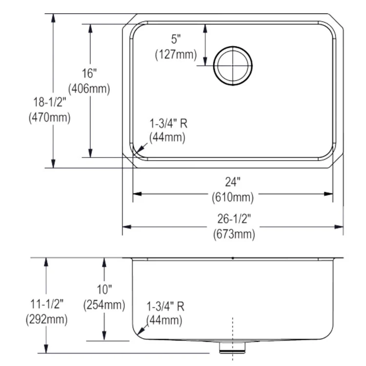 Kitchen Sink Gourmet 26.5 x 18.5 Inch Single Bowl with Perfect Drain Lustertone Undermount Stainless Steel 11-1/2 Inch - Frankwebs