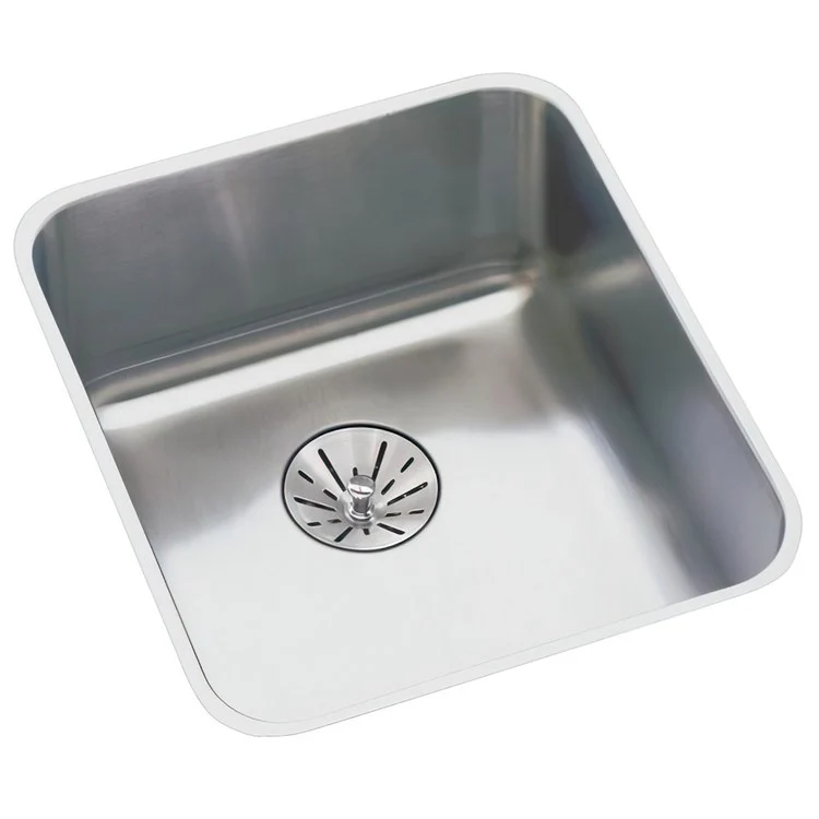 Kitchen Sink Lustertone 14 x 18.5 Inch Single Bowl with Perfect Drain ADA Lustertone Undermount Rectangle Drain Location Rear Center Depth 6-7/8 Inch Bottom Only Pads - Frankwebs