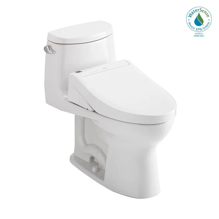Toilet ULTRAMAX II 1 Pieces Universal Height Cotton Elongated ADA 28-3/4 Inch 1.28GPF 12 Inch Rough-In Tornado Left Hand Washlet+C5 - Frankwebs