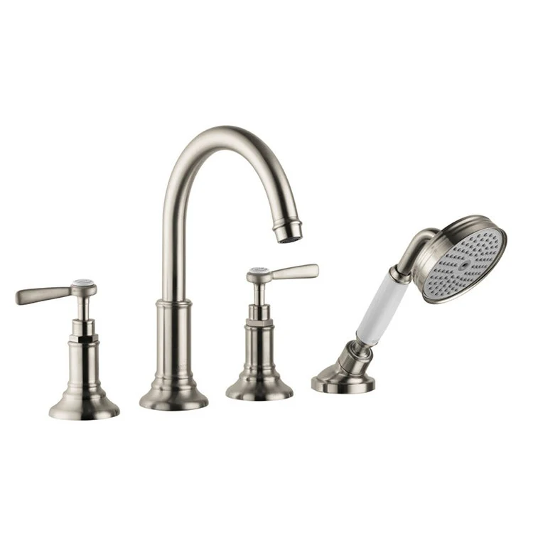 Roman Tub Trim Montreux Deck Mount with Handshower 2 Lever Brushed Black Chrome 8 Inch Spread 5.28 Gallons per Minute - Frankwebs