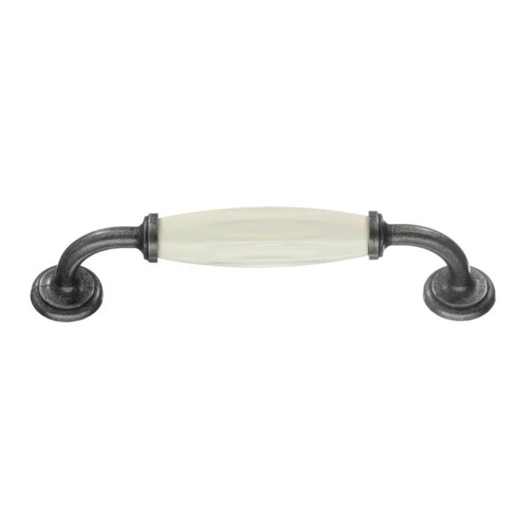 Pull Handle Pewter/White Zinc/Ceramic 5 Inch Center to Center 6 x 1/2 x 3/4 Inch - Frankwebs