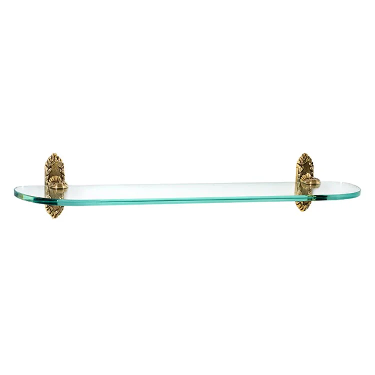Shelf Ribbon & Reed Bath with Brackets Polished Antique 24 Inch Brass/Glass - Frankwebs