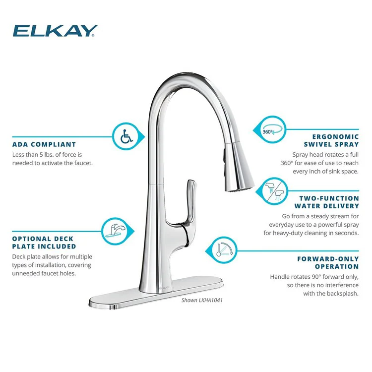 Kitchen Faucet Harmony Deck Mount 1 Forward Only Lever ADA Lustrous Steel Pull Down Spray 1 Hole Spout Height 15-1/2 Inch - Frankwebs