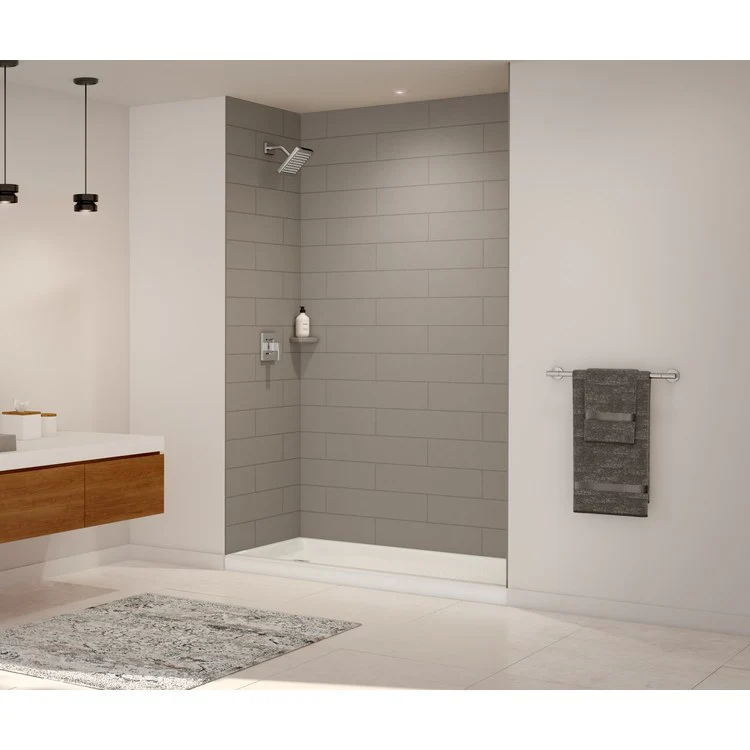 Shower Wall Kit Modern Subway Tile Glue Up 36 x 62 x 84 Inch Ice Swanstone - Frankwebs