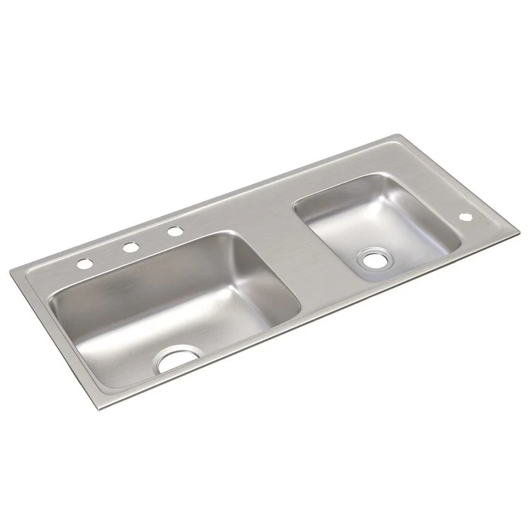 Classroom Sink Lustertone 37.25 x 17 Inch Double Bowl ADA Right 4 Hole Lustrous Satin Drop-In Minimum Cabinet Size 42 Inch 6-1/2 Inch 18 Gauge Bottom Only Pads 64090014 Mounting Hardware Included for Countertops Up to 3/4IN - Frankwebs