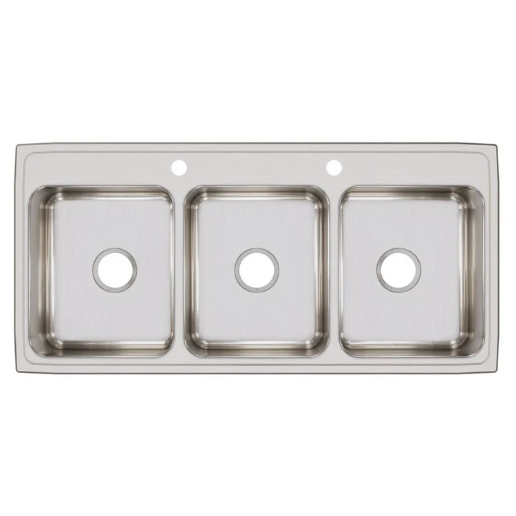 Kitchen Sink Lustertone Classic 46 x 22 Inch Triple Bowl 2 Hole Lustrous Satin Drop-In Drain Location Center Bottom Only Pads - Frankwebs