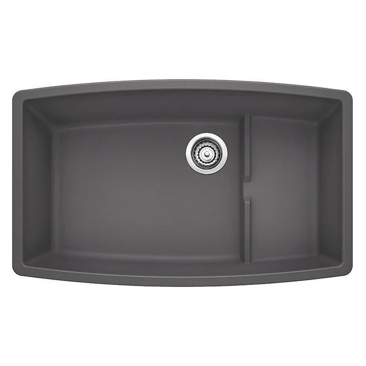 Kitchen Sink Performa Cascade 32 x 20 Inch Single Bowl with 8x17-1/2 Inch Raised Ledge Coal Black Undermount - Frankwebs