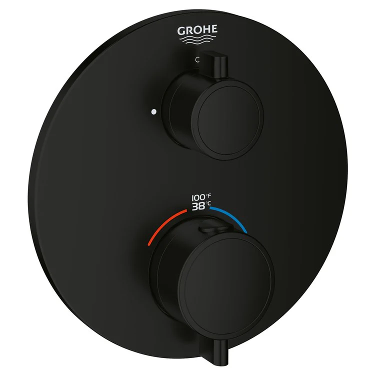 Thermostatic Valve Trim Grohtherm 1 Function 2 lever Matte Black ADA 7.1 Gallons per Minute - Frankwebs