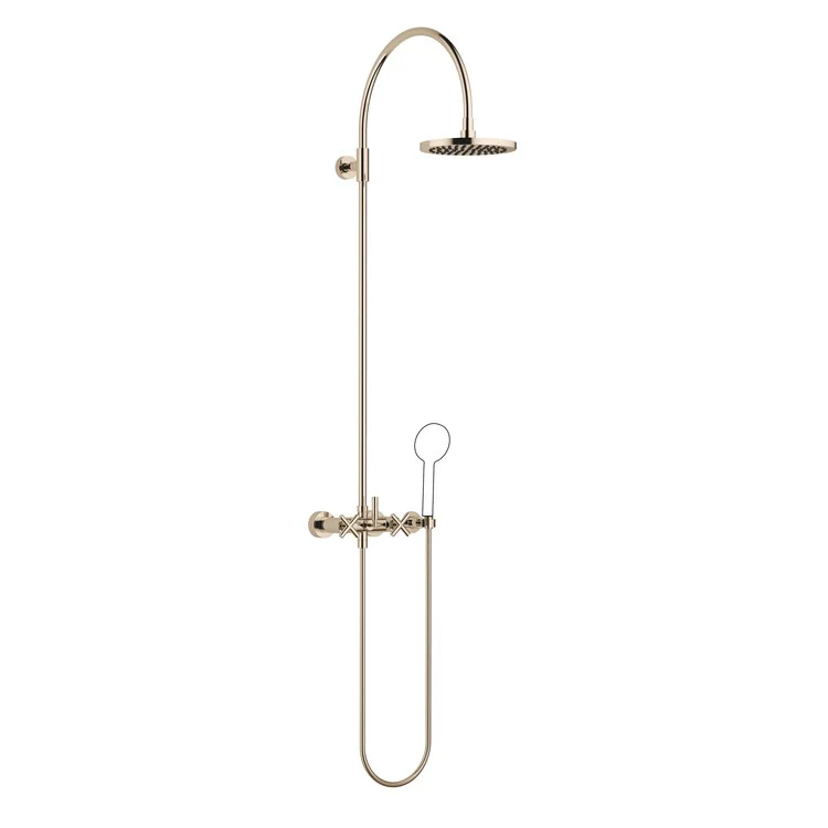 Shower Set TARA Exposed with Mixer Less Handshower 3 Cross/Lever Champagne 1.8 Gallons per Minute - Frankwebs