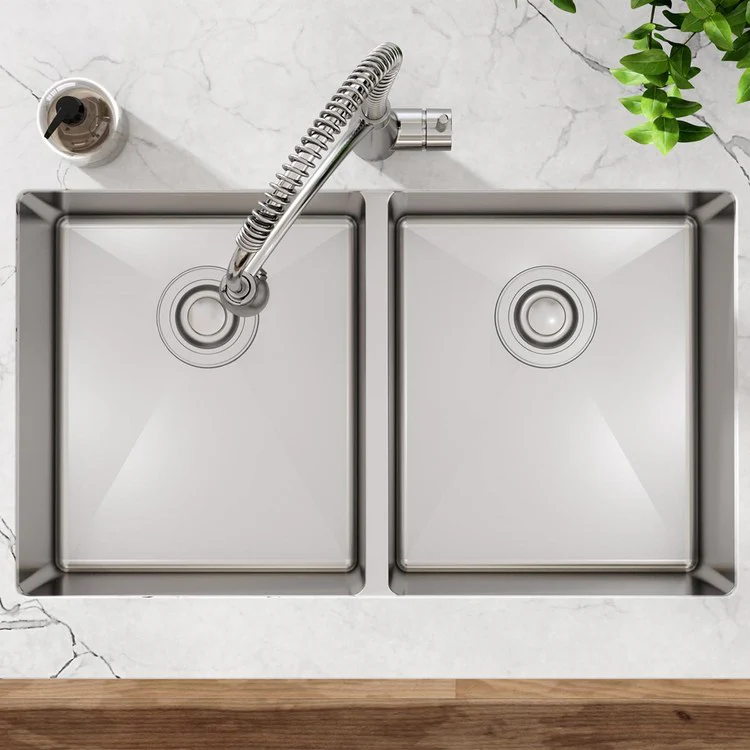 Kitchen Sink Crosstown 31.5 x 18.5 Inch Double Bowl Equal Polished Satin Undermount - Frankwebs