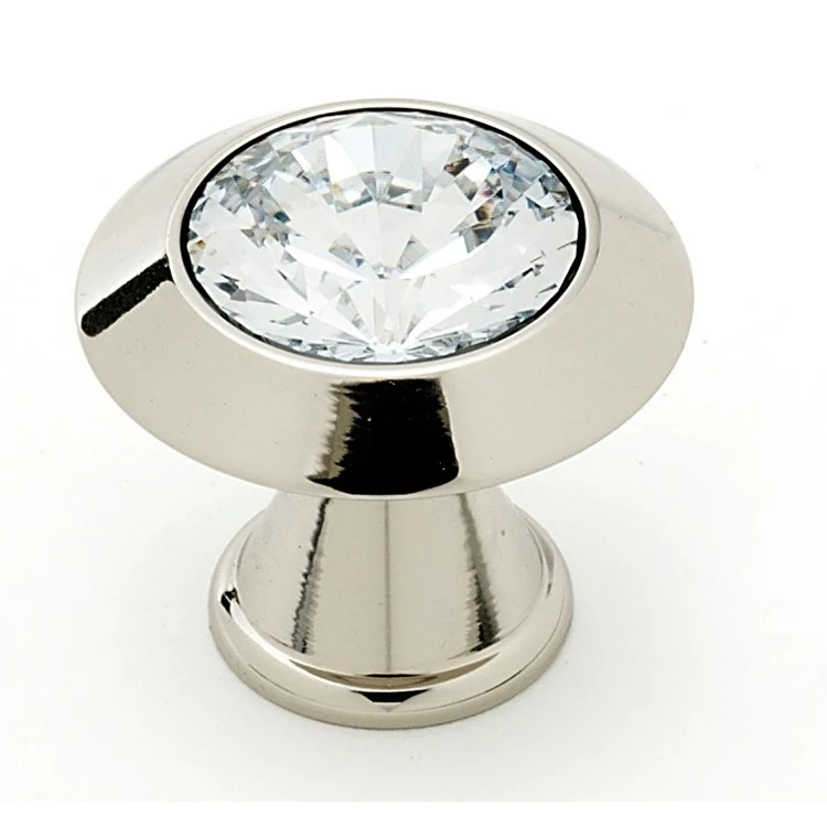 Knob Swarovski Crystal Round Crystal Satin Nickel Brass 1-1/4 Inch 1-3/8 Inch 3/4 Inch - Frankwebs