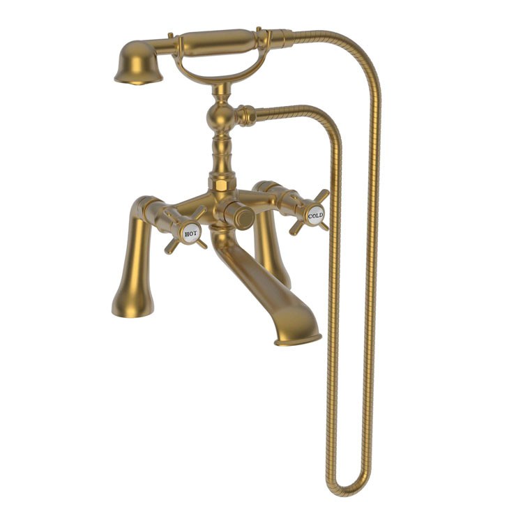 Tub Filler Fairfield Deck Mount with Handshower Exposed 2 Cross ADA Fixed Flat Black 2 Hole - Frankwebs