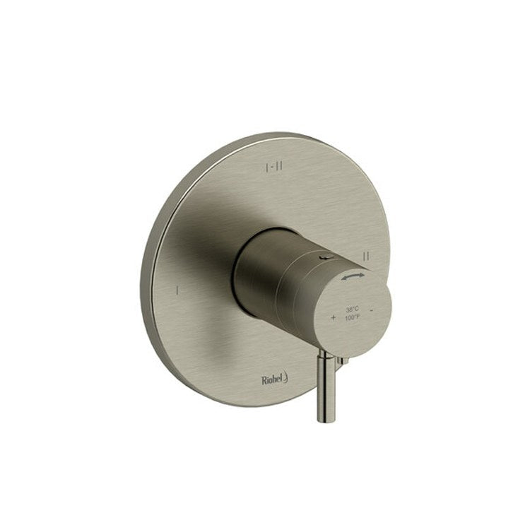 Thermostatic and Pressure Balance Valve Trim Riu 1/2 Inch Round 2-Way 3 Function 1 Lever Brushed Nickel ADA 6.3 Gallons per Minute Brass - Frankwebs
