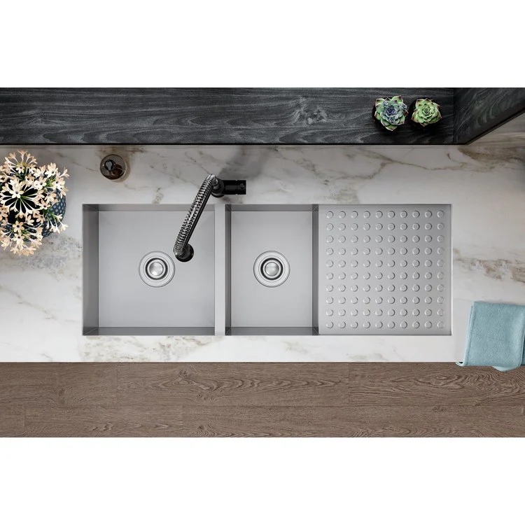 Kitchen Sink Crosstown 47.25 x 18.5 Inch Double Bowl 60/40 Polished Satin Undermount - Frankwebs